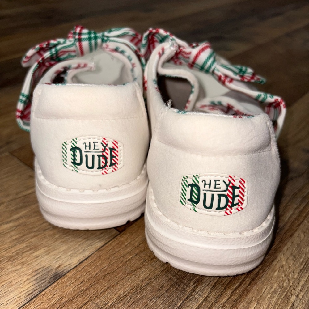 Hey Dude Festive Moccasins with Plaid Bow - Picture 3 of 6